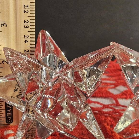 Vintage Set of Two Rosenthal Studio Lead Crystal Diamond Star Candle Holders - Picture 9 of 9